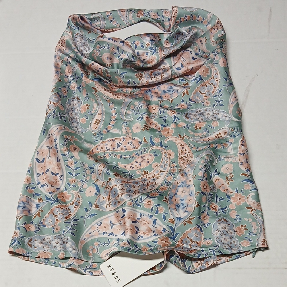 Ro & De by Anthropologie Pastel Paisley Sleeveless Halter Top Sz L Floral Spring